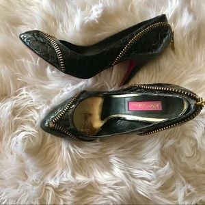 Betsey Johnson Vintage Leather Zipper Heels